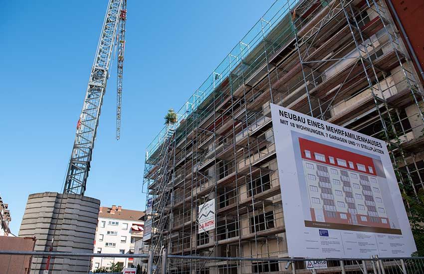Rohbau eines Mehrfamilienhauses mit 17 Wohneinheiten in Mannheim